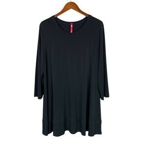IC Collection Tunic Top Black Longer Length 3/4 Sleeve Stretchy Women's XXL 2XL